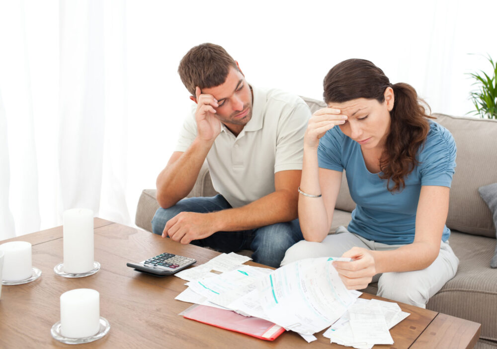 couple paying bills